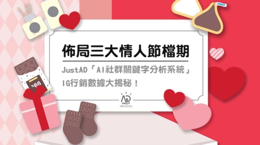 佈局三大情人節檔期，JustAD「AI社群關鍵字分析系統」IG行銷數據大揭秘！